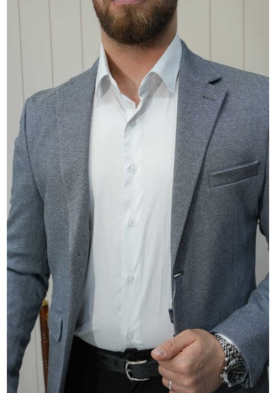 Bys Beystil Sivri Yaka Gri Ceket 50683 - Slim Fit