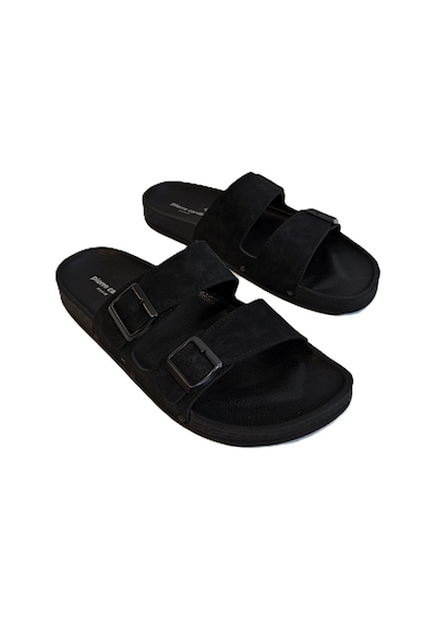 Pierre Cardin 7038 Siyah Çift Tokalı Büyük Numara Erkek Terlik Siyah