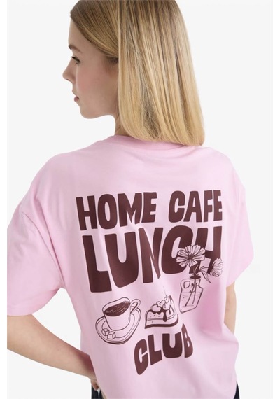 Defacto Oversıze Sırt Baskılı Pembe Kadın T-shirt G2510ax/pn606 Pembe