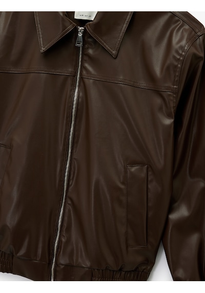 Koton Klasik Yaka Cepli Fermuarlı Suni Deri Oversize Bomber Ceket Kahverengi 6wal20150ıw Kahve Koton Klasik Yaka Cepli Fermuarlı Suni Deri Oversize Bomber Ceket Kahverengi 6wal20150ıw Kahve