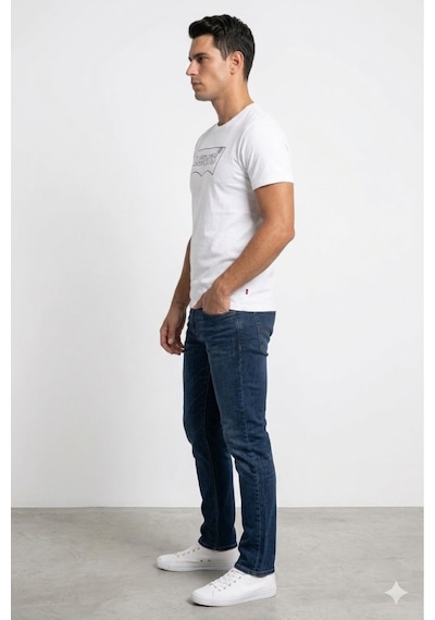 Levi's Saf Pamuk Bisiklet Yaka Erkek Tişört Beyaz