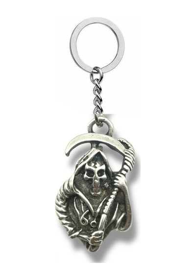 Ölüm Meleği Figürlü Gümüş Renk Unisex Metal Anahtarlık Gotik Ve Karanlık Aksesuar