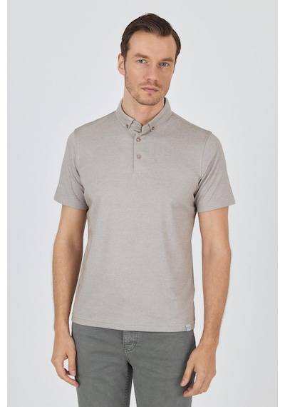 Bej Kısa Kol Düz Suprem Polo Yaka Cepsiz Pamuklu Casual Slim Fit Tişört 1011250160 605 Bej