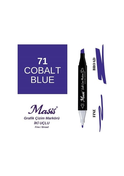 Çift Uçlu Marker Grafik Çizim Kalemi 71 Kobalt Mavi