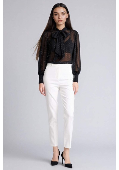 Defacto Overshırt Fıt Fular Yaka Simli Twill Bluz G7960ax26spbk81 Siyah-bk81