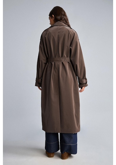 Defacto Regular Fit Kemerli Kruvaze Uzun Trençkot H3947ax26aubn530 Kahve-bn530
