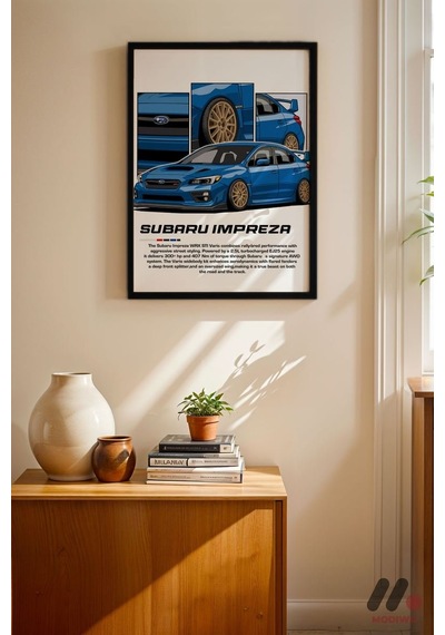 Subaru Impreza Jdm Araba Posteri, Siyah Çerçeveli Duvar Tablosu - Oto Severlere Özel Hediye