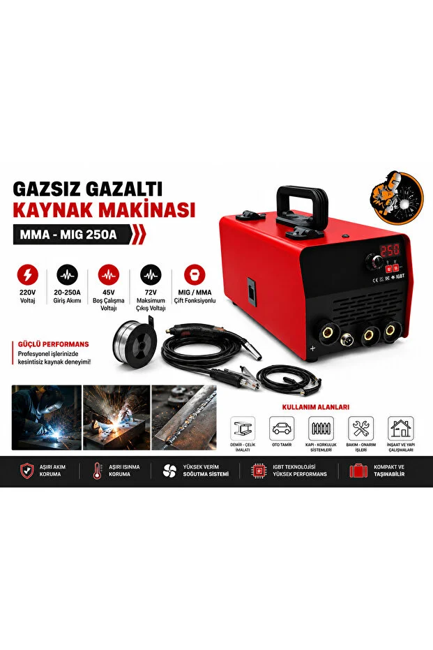 250 Amper Gazsız Gazaltı Kaynak Makinesi