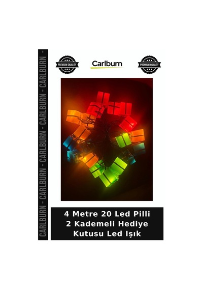 Özel Üretim Dekoratif Yılbaşı Parti 4 Metre 20 Led Pilli 2 Kademeli Hediye Kutusu Led Işık