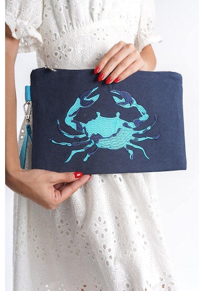 Mubiano Summer Kadın Lacivert Duck Keten Kumaş Yengeç Clutch & Portföy Çanta - Msly0110-lcv Lacivert
