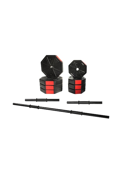 Tan Spor 60 KG Dambıl Halter Ağırlık Düz Bar Seti Kırmızı Kapaklı 150 CM