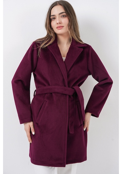 Bigdart Kadın Kuşaklı Kaban 9171 - Bordo
