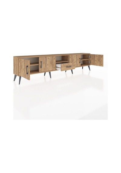 Arges Tv Ünitesi 3 Raflı Tek Çekmeceli 4 Kapaklı 220x30x51 Çam-çam Atlas Çam/atlas Çam - Atlas Çam