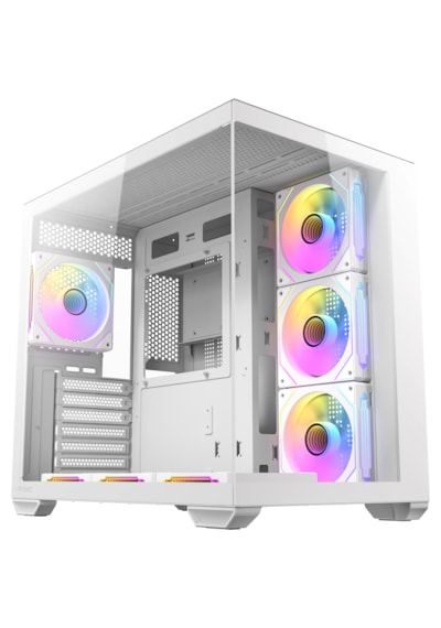 Antec Cx Mirror Mid Tower Oyuncu Kasası - 270 Panoramik Temperli Cam - 7x120mm Argb Fan - Atx / Micro-atx / Itx - Usb Type-c - Rtx 50 Serisi Uyumlu - Çift Bölmeli Tasarım Beyaz