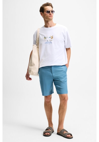 Grimelange TEEMO Erkek Yanları Cepli Fermuarlı Likralı Slim Fit İndigo Şort