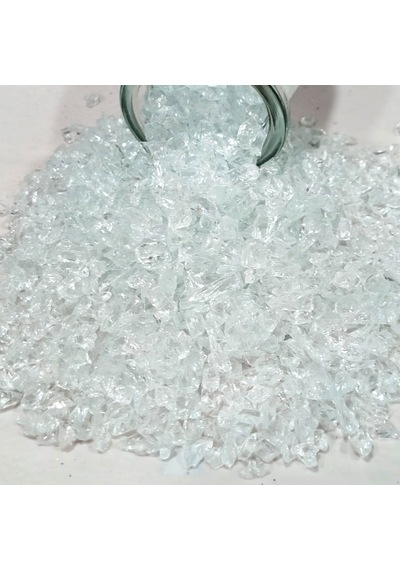 Dekoratif Gerçek Cam Kırığı 4-8 Mm Arlığında 50 Gr Sade Beyaz Düz