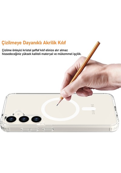 Samsung Galaxy Uyumlu S24 Plus Kılıf Magsafe Özellikli Şeffaf Silikon Kapak