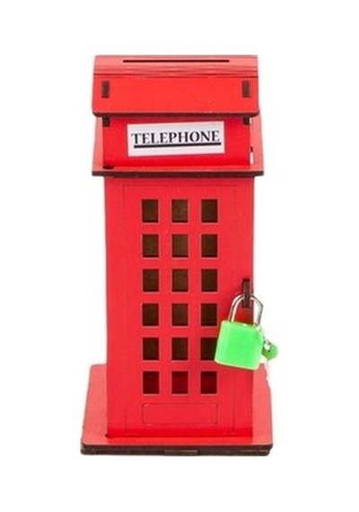 Ahşap Kumbara London Telefon Kulübesi 16 Cm