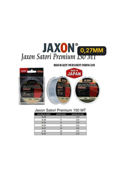 Jaxon Satori Premium 150 Mt Olta Misinası 0,27mm