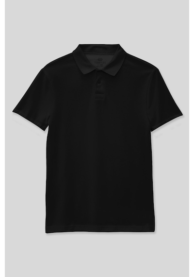Tommy Life Siyah Polo Yaka Standart Fit Basic Unisex T-shirt - 11330