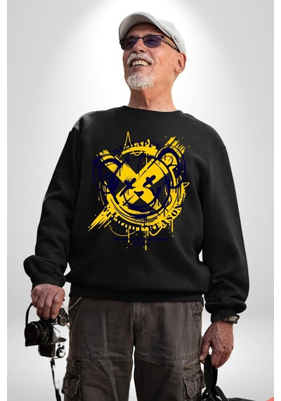 Sebep Olmadan Mutlu Ol Unisex Siyah Sweatshirt Siyah