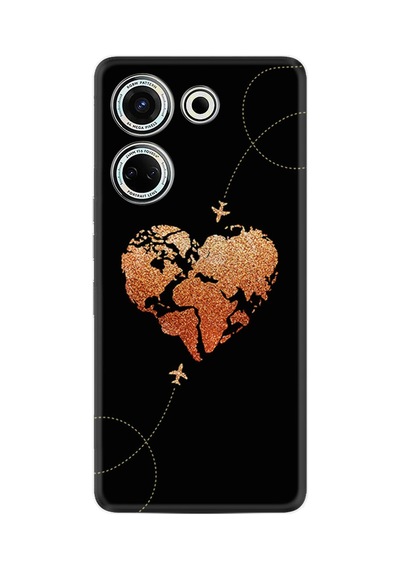 Tecno Camon 20 Kılıf Silikon Desen Özel Seri Plane Heart 1721