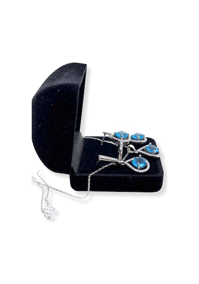 Oya Silver Akuamarin Işıltılı Gümüş Set&takım-gece Işıltısı Serisi