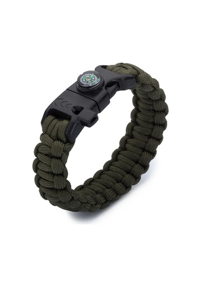 Paracord Bileklik -pusula-ateş Başlatıcı-düdük-yeşil-2020 Haki