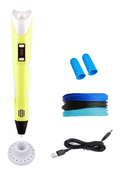 Sarı 3D Kalem 3D Pen Yazıcı Kalem – 3 Adet 3 Metrelik PLA Filament (Toplam 9M) + USB Kablo
