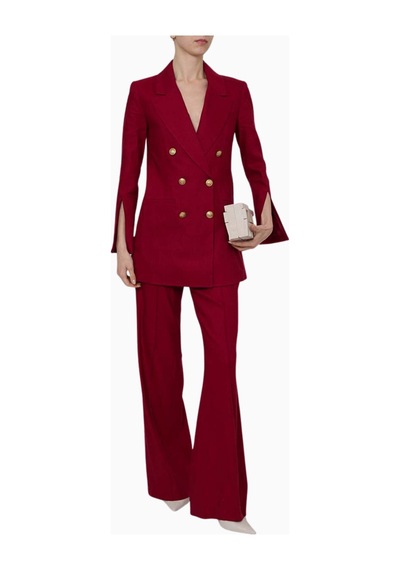 Alice And Olivia Conry Yüksek Bel Taytlı Pantolon Koyu Kırmızı