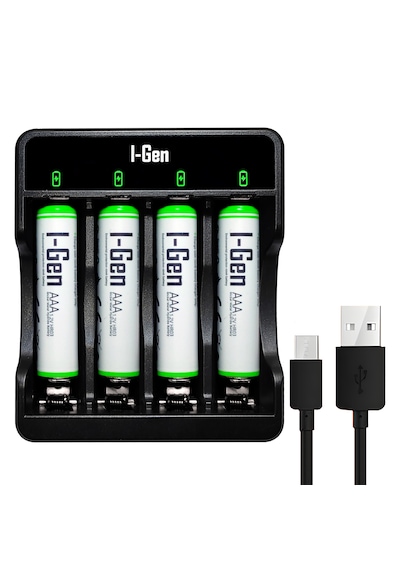 I-Gen G465 4'lü Pil Şarj Aleti + 4 Adet AAA 650 mAh Şarjlı İnce Kalem Pilli Set