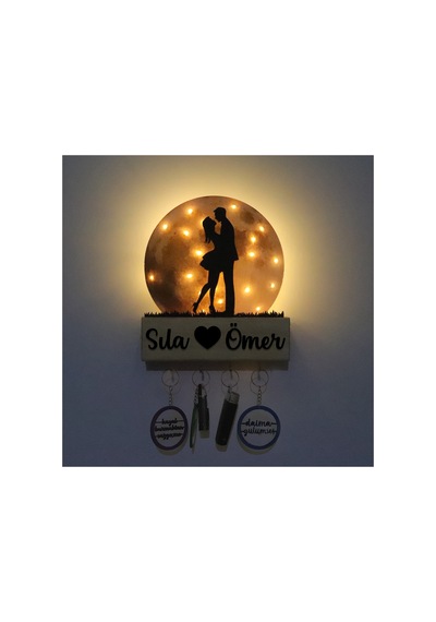 Led Işıklı Pleksi Dolunay Kişiselleştirilebilir Biblo Sandra Sarılan Sevgili Anahtar Askılığı Sarı - 737331545 Sarı