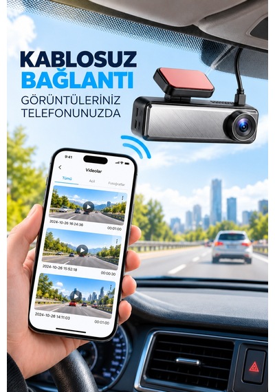 2k Ultra Hd Wifi Araç Kamerası G-sensörlü, Metal Gövde, 128 Gb Destekli-15118