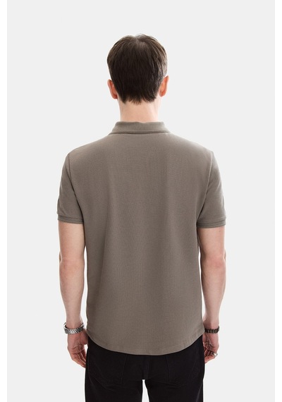 Backandbond Koyu Vizon Regular Fit Polo Yaka Örme Tişört
