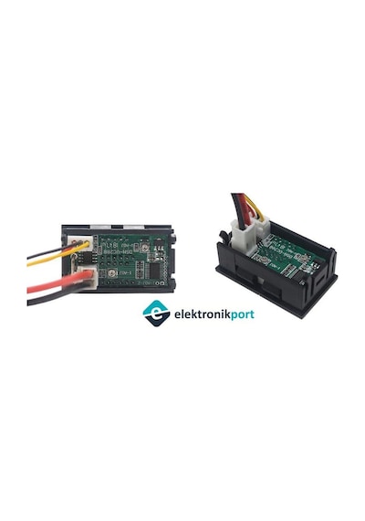 Elektronikport-Dijital Voltmetre Ampermetre Dc 100V 10A 0.56 İnch (Mavi + Kırm