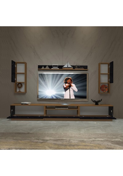 Decoraktiv Trendstyle 270das Mdf Tv Ünitesi Tv Sehpası Ceviz - Siyah Mermer