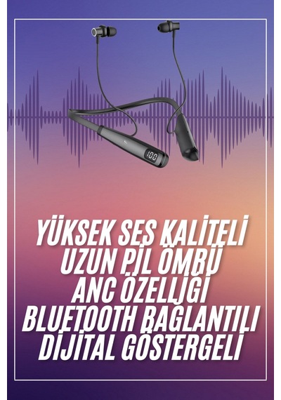 Boyun Askılı 100 Saat Kablosuz Kulaklık Göstergeli Bluetooth Kulaklık