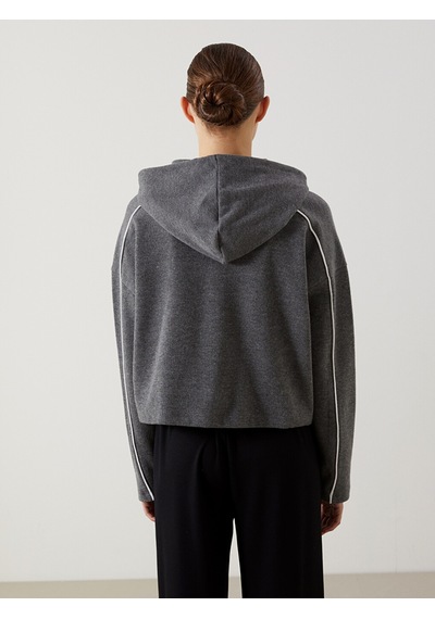 Lcw Modest Gri Kapüşonlu Oversize Kadın Sweatshirt Tunik