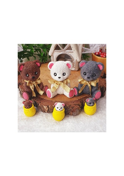 3 Lü Sevimli Tedy Bear Ayıcık Biblo Ve Bal Kavanozlu Set
