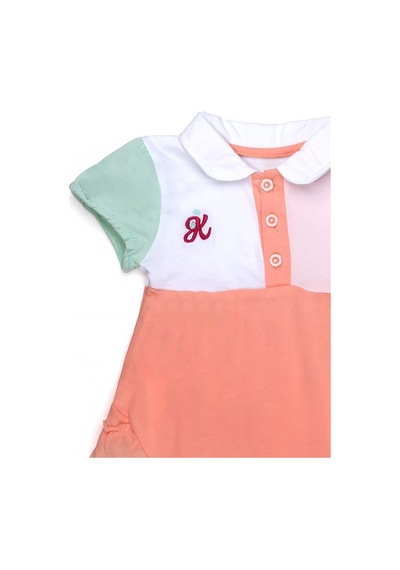 Chicsy Baby Kız Bebek Renkli Polo Yaka Tulum Yazlık Pamuk Bebek Tulum Şort Tulum Turuncu