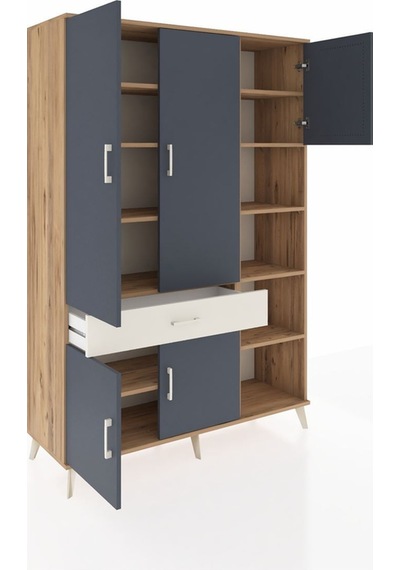 Hyperion Dolap 10 Raflı Tek Çekmeceli 5 Kapaklı 132x44x195 Çam-antrasit/aytaşı Antrasıt/aytası Hyperion Dolap 10 Raflı Tek Çekmeceli 5 Kapaklı 132x44x195 Çam-antrasit/aytaşı Antrasıt/aytası