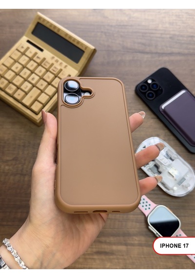 Apple iPhone 17 Uyumlu Kamera Korumalı Darbeye Dayanıklı Renk Atmayan Keep Silikon Kılıf Kahverengi