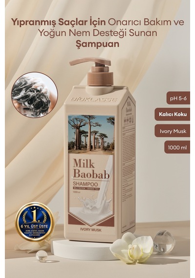 Yıpranmış Saçları Onaran Yoğun Nemlendirici Şampuan Mılk Baobab Original Shampoo Ivory Musk