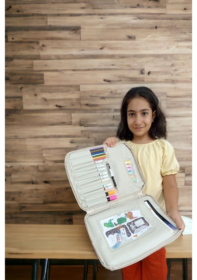 Next Craft Evrak Çantası Kalemlik Ve Defter Çocuklar İçin Etkinlik Ve Aktivite Çantası Bej