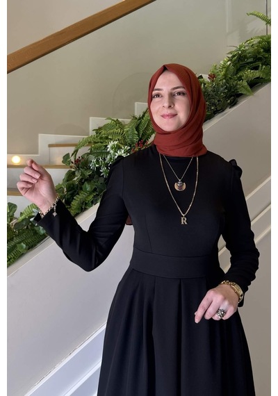 Rabia Şamlı Rose Elbise Siyah Normal