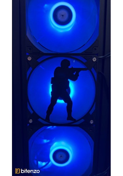 Taktik Operasyoncu Silüetli 120x120 Mm Pc Fan Kapağı - Masaüstü Bilgisayar Fan Kapağı Siyah
