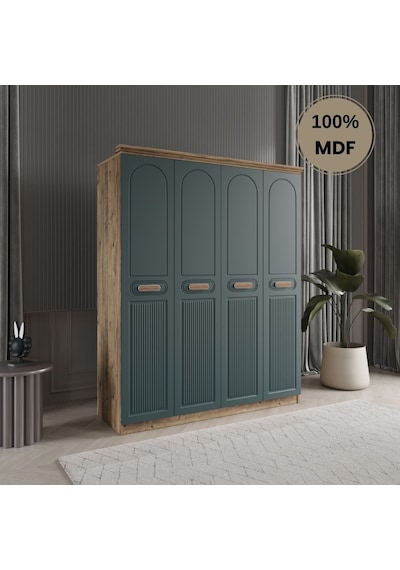 Pera 4 Kapak Mdf Gardırop Yeşi