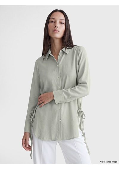 Lcw Everyday Yeşil Oversize Modal Karışımlı Kadın Gömlek Tunik