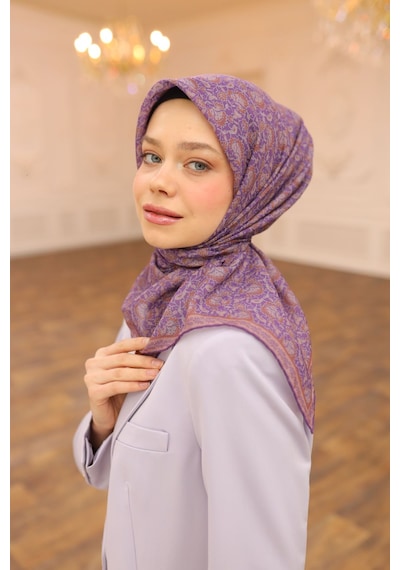 Silk Home Soft Eşarp 73077-02 Erguvan, Pudra, Taba