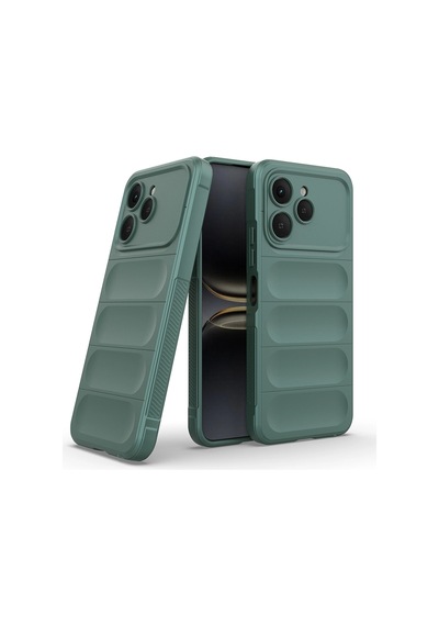 Tecno Spark 40 Kılıf Esnek Tpu Oyuklu Arka Yüzey Tasarımlı Zore Etnik Silikon Kapak Koyu Yeşil